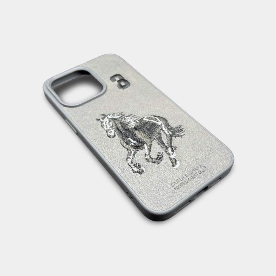 Santa Barbara Polo & Racquet Club Premium Leather iPhone Case – Grey Horse Edition
