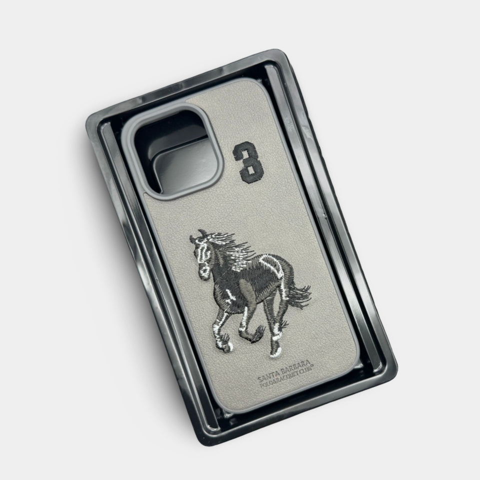 Santa Barbara Polo & Racquet Club Premium Leather iPhone Case – Grey Horse Edition