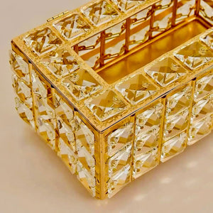 Luxury Crystal Tissue Box – Gold Decorative Napkin Holder for Home & Office