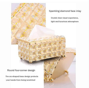 Luxury Crystal Tissue Box – Gold Decorative Napkin Holder for Home & Office