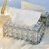 Luxury Silver Crystal Tissue Box – Elegant Decorative Napkin Holder for Home & Office