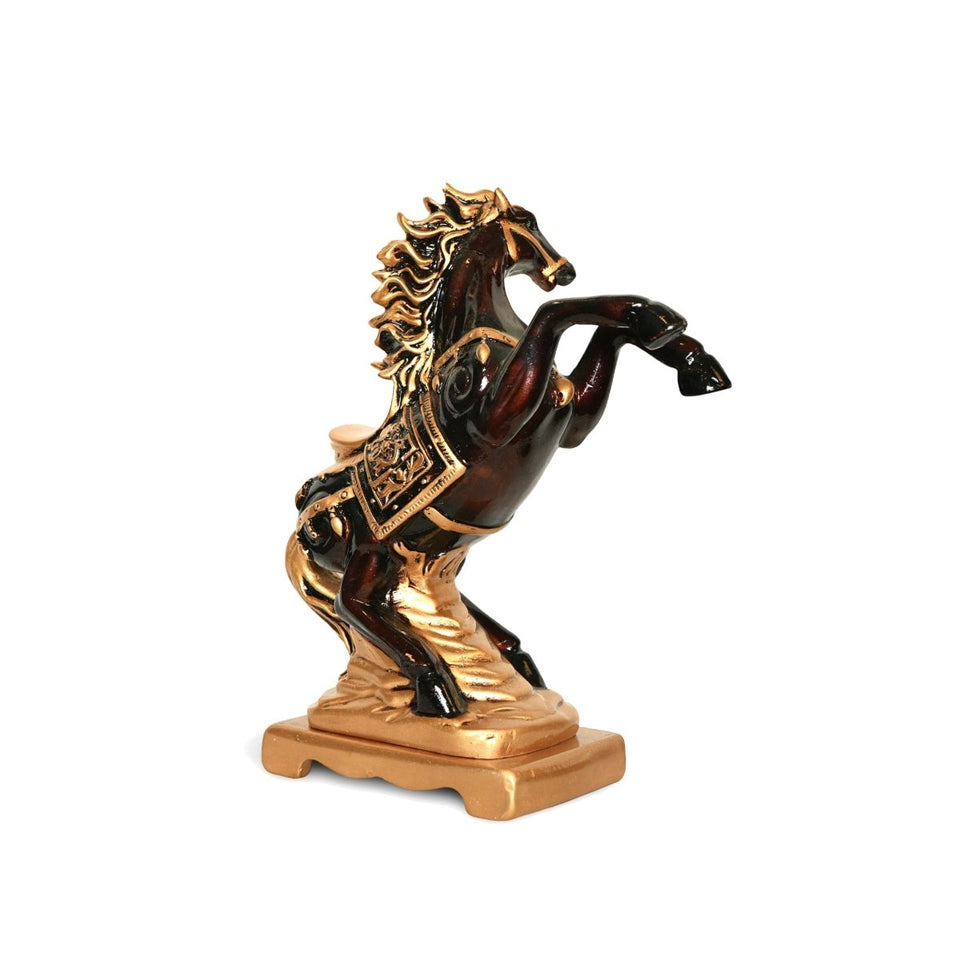 🏇 Majestic Rearing Horse Figurine – Gold & Black Décor