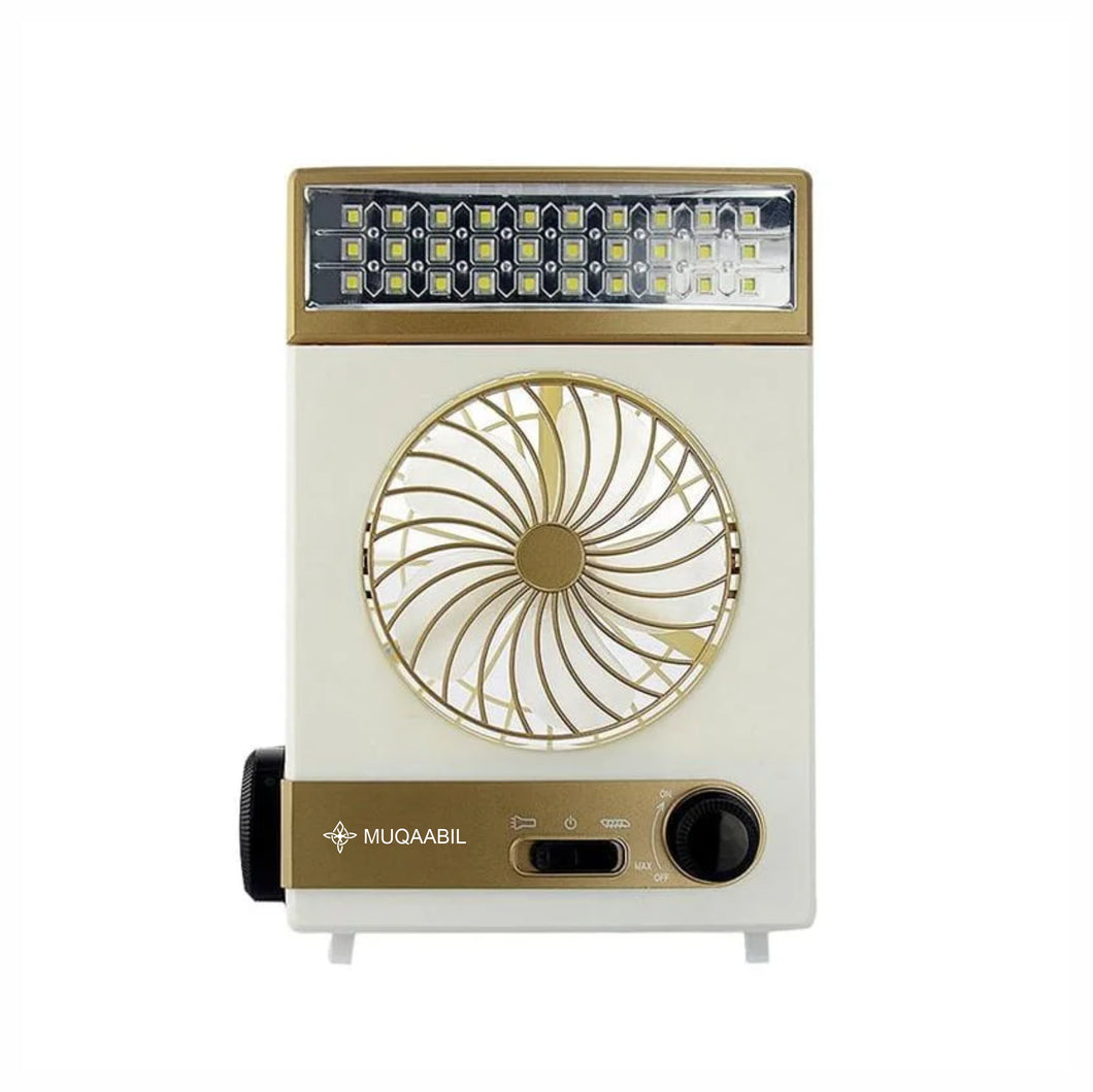 🌬 Rechargeable Solar Fan with LED Lamp & Torch
