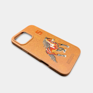 Santa Barbara Polo & Racquet Club Premium Leather iPhone Case – Mustard Horse Edition