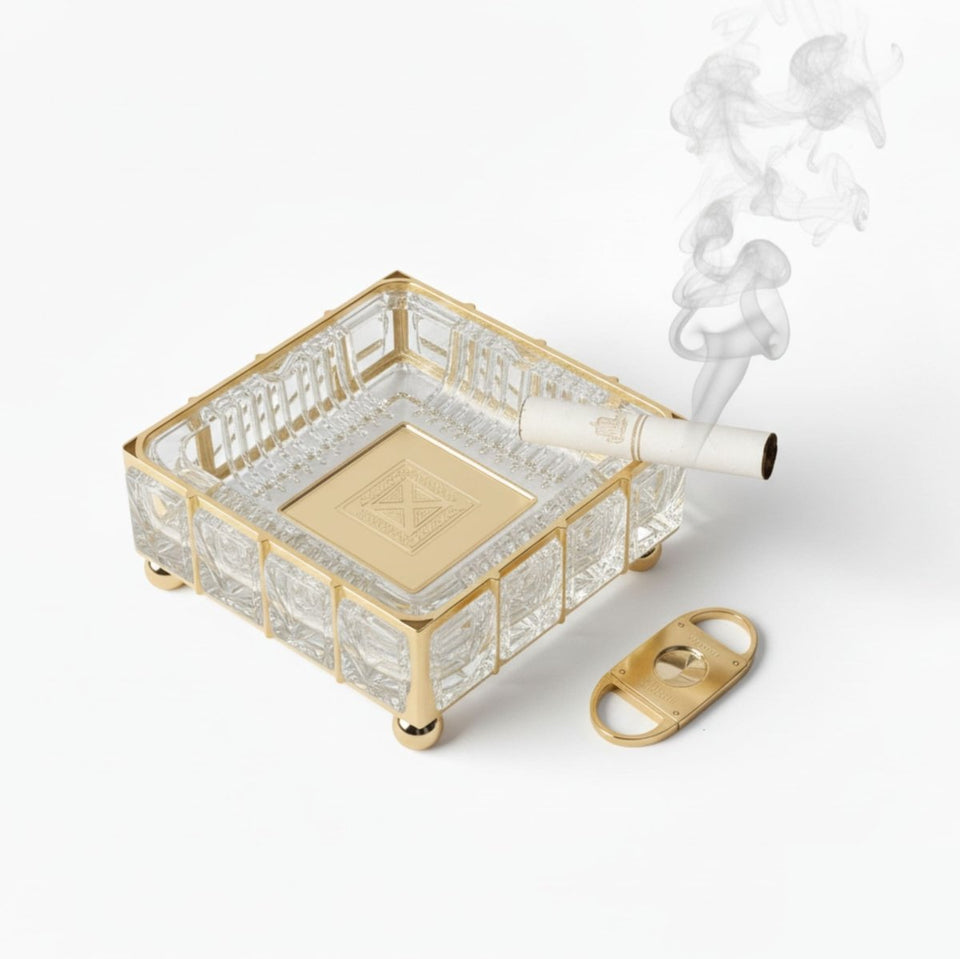 Luxury Gold Crystal Ashtray – Decorative Cigarette Holder