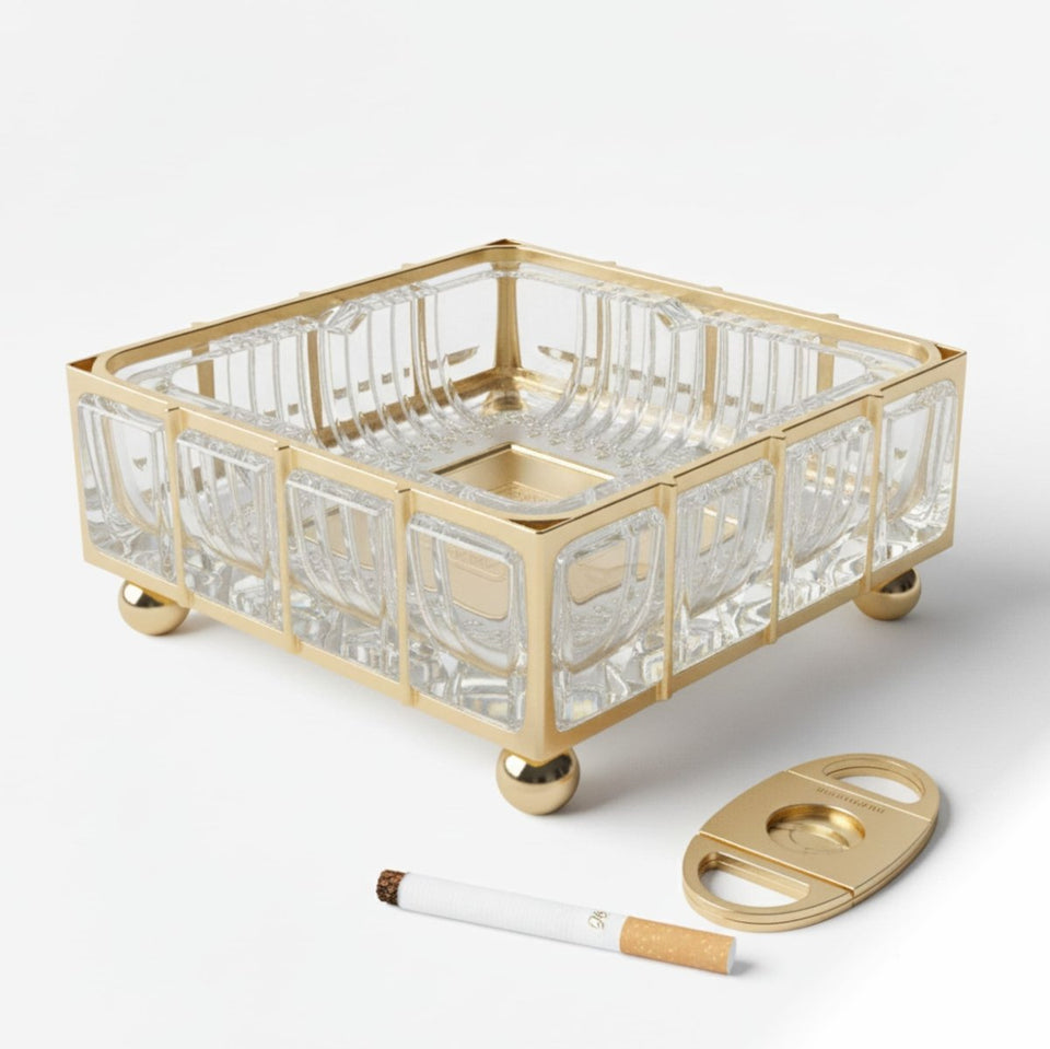 Luxury Gold Crystal Ashtray – Decorative Cigarette Holder