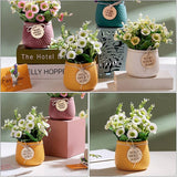 Artificial Daisy Flower Arrangement in Ceramic Pot – "Home Sweet Home" Décor