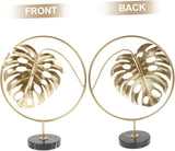 Gold Metal Leaf Sculpture with Marble Base – Modern Art Decor