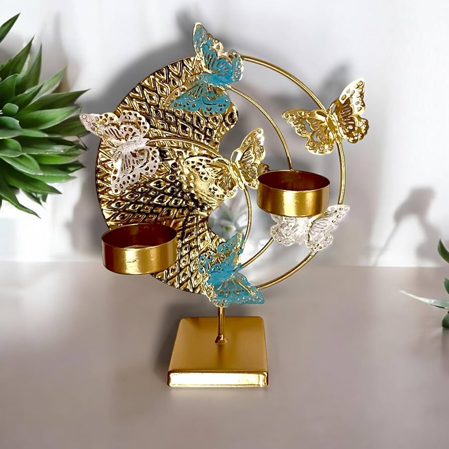 Elegant Gold Butterfly Candle Holder – Decorative Metal Tealight Stand
