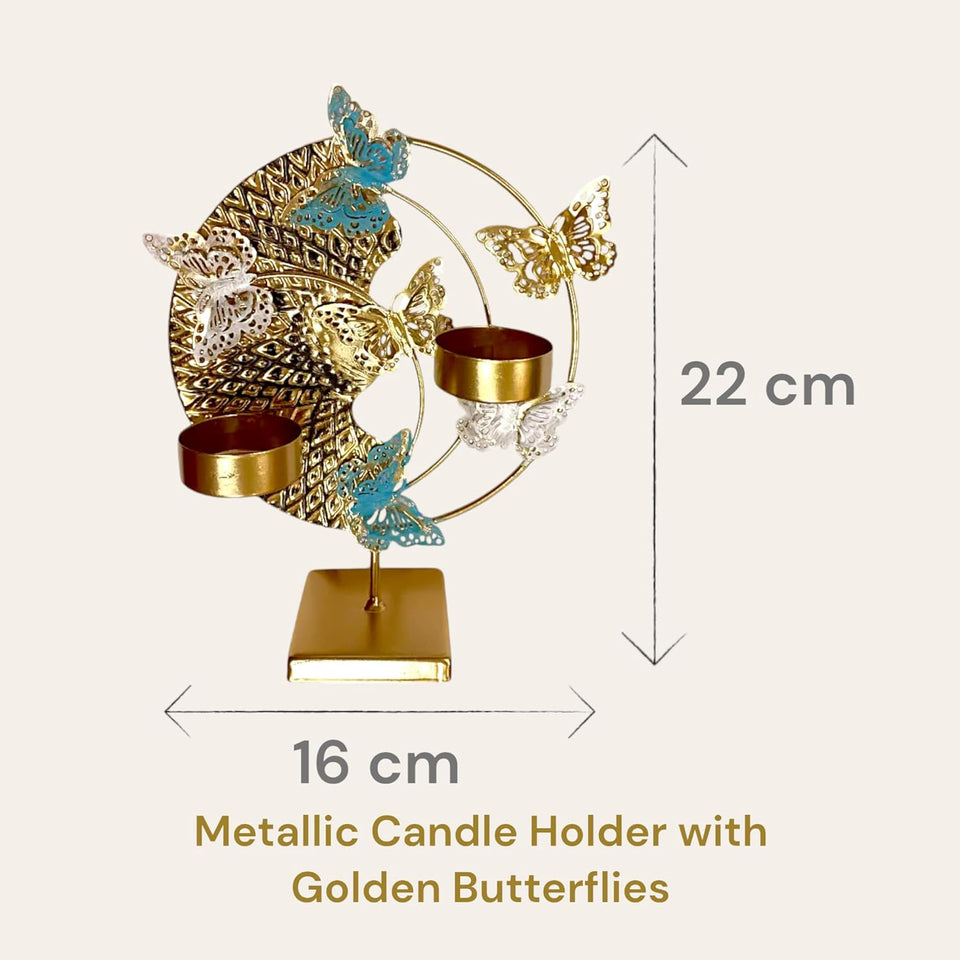 Elegant Gold Butterfly Candle Holder – Decorative Metal Tealight Stand