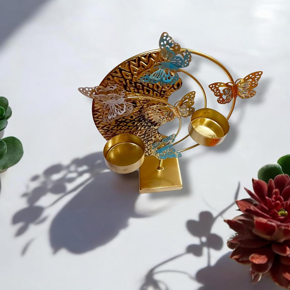 Elegant Gold Butterfly Candle Holder – Decorative Metal Tealight Stand