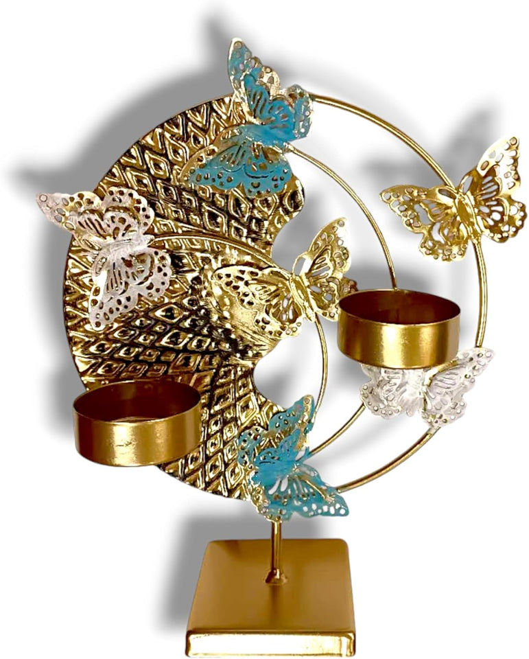 Elegant Gold Butterfly Candle Holder – Decorative Metal Tealight Stand