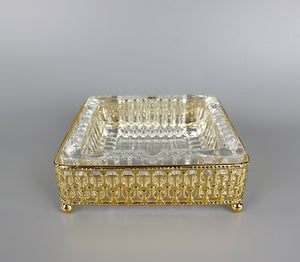 Luxury Square Gold & Glass Ashtray – Timeless Elegance for Discerning Tastes