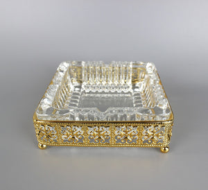 Luxury Square Gold & Glass Ashtray – Timeless Elegance for Discerning Tastes