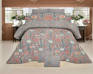 Premium Pure Cotton Bed Sheet Set – Elegant Floral Design (King Size)