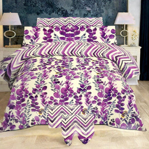 Premium Pure Cotton Bed Sheet Set – Elegant Floral Design (King Size)
