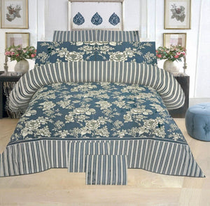 Premium Pure Cotton Bed Sheet Set – Elegant Floral Design (King Size)