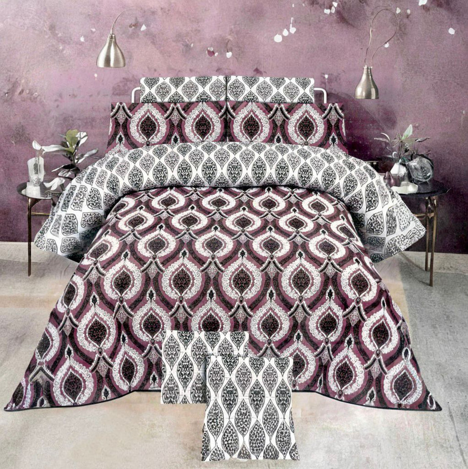 Premium Pure Cotton Bed Sheet Set – Elegant Floral Design (King Size)
