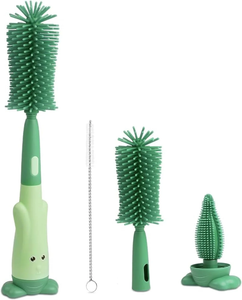 3-in-1 Silicone Baby Bottle Cleaning Brush Set – Bottle, Pacifier & Straw Cleaner