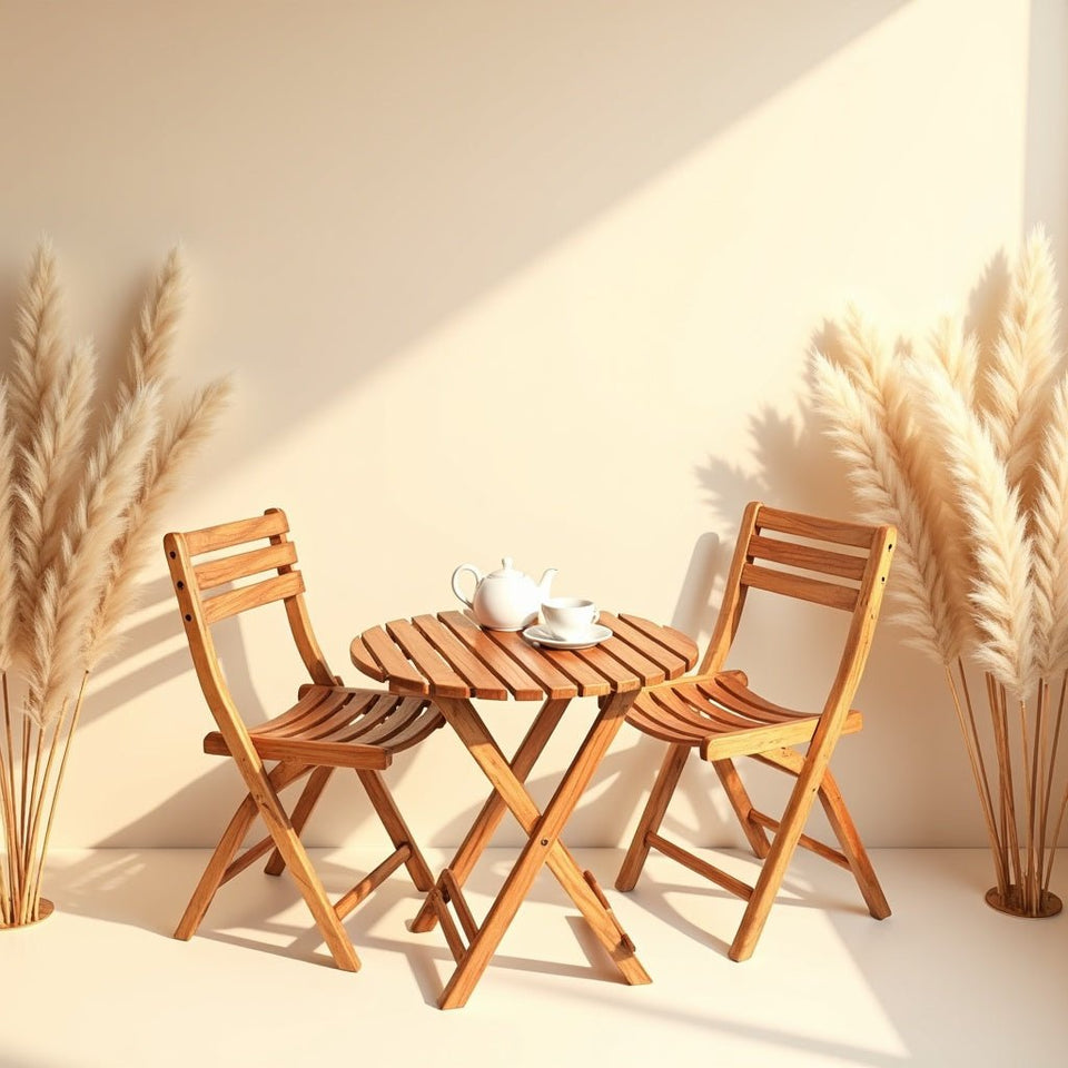 Foldable Round Table & Chair Set – Space-Saving & Stylish