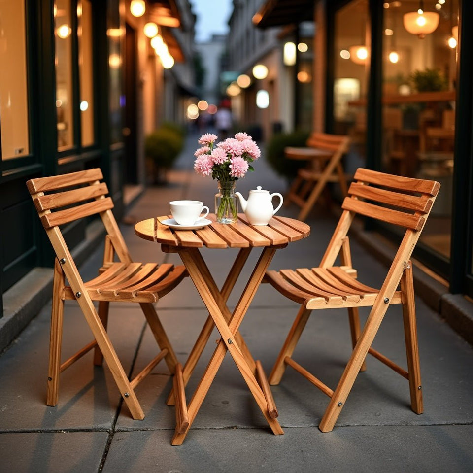 Foldable Round Table & Chair Set – Space-Saving & Stylish