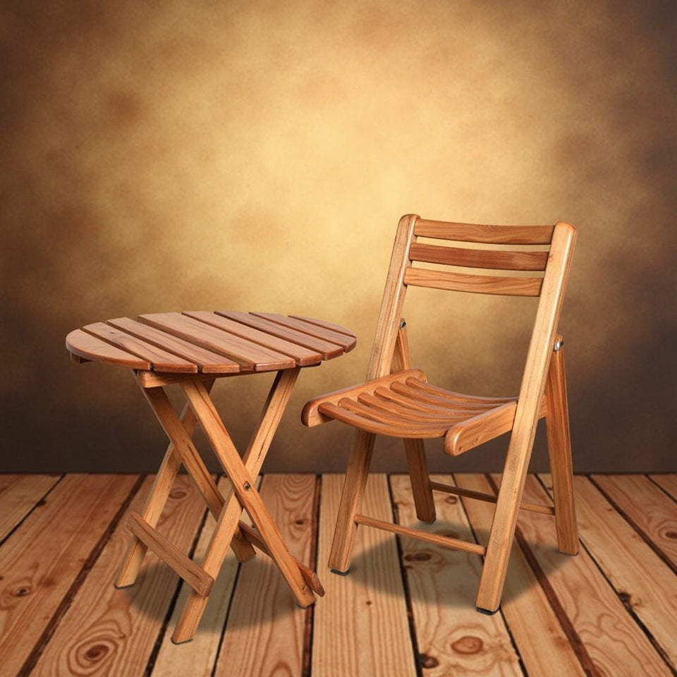 Foldable Round Table & Chair Set – Space-Saving & Stylish