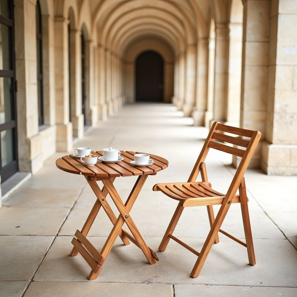 Foldable Round Table & Chair Set – Space-Saving & Stylish