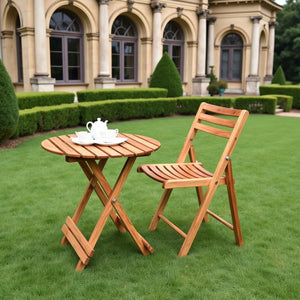 Foldable Round Table & Chair Set – Space-Saving & Stylish
