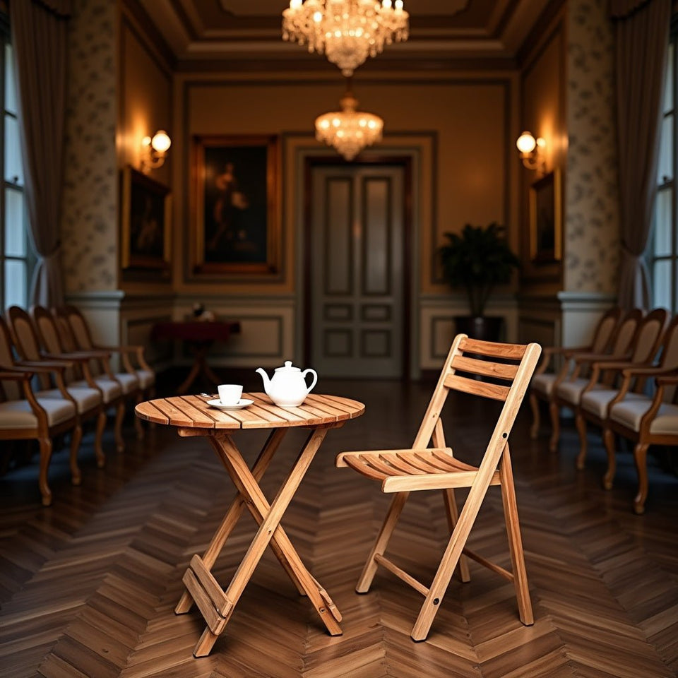Foldable Round Table & Chair Set – Space-Saving & Stylish