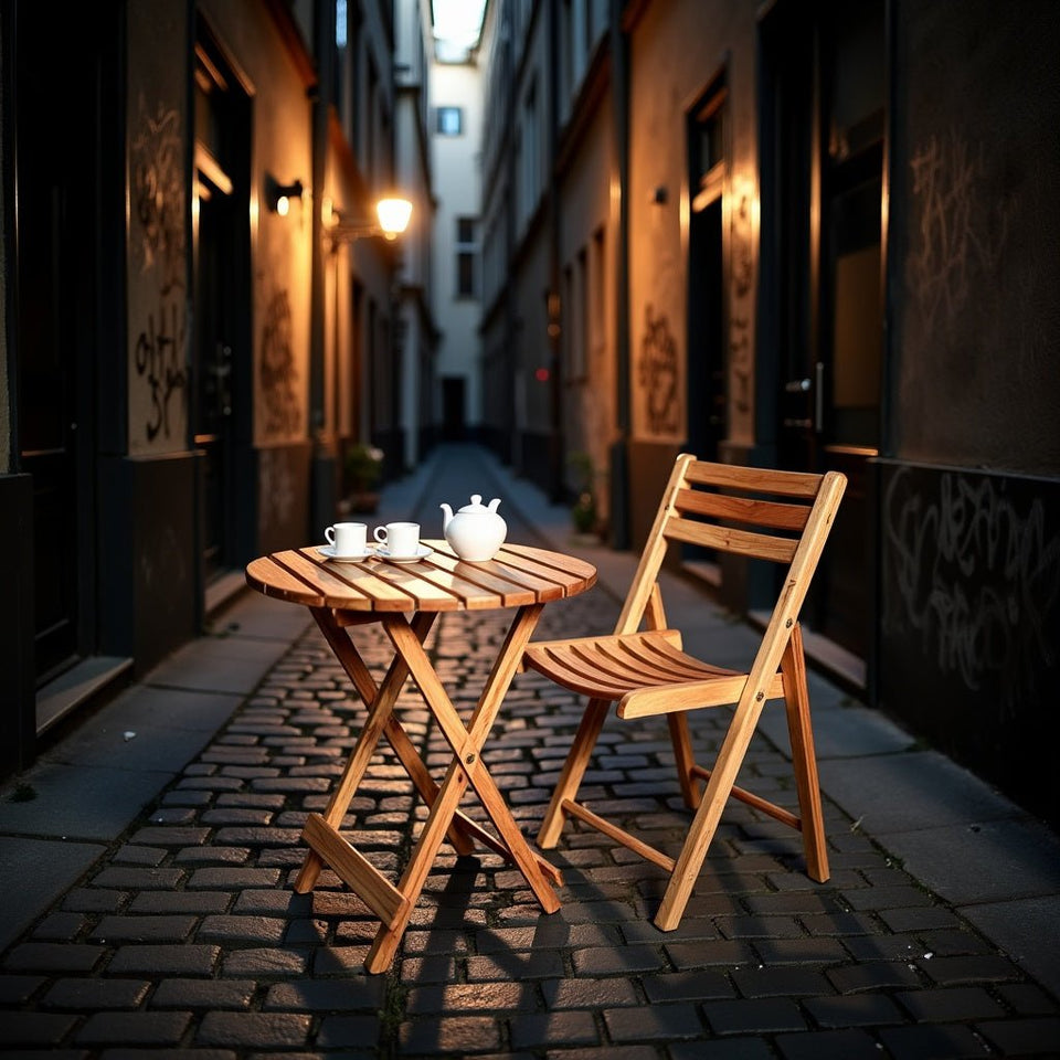 Foldable Round Table & Chair Set – Space-Saving & Stylish