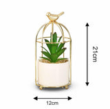Nordic Gold Birdcage Ceramic Vase – Elegant Hydroponic Planter