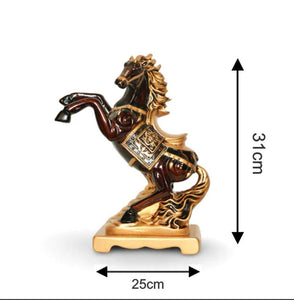 🏇 Majestic Rearing Horse Figurine – Gold & Black Décor