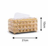 Luxury Crystal Tissue Box – Gold Decorative Napkin Holder for Home & Office